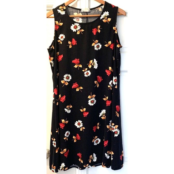 Vintage Dress 90s/Y2K Dark Floral Daisy Notations Romantic Grunge Wednesday … - Picture 1 of 12